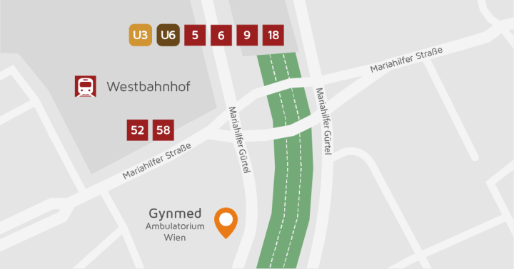 Map Gynmed Clinic Vienna near Westbahnhof